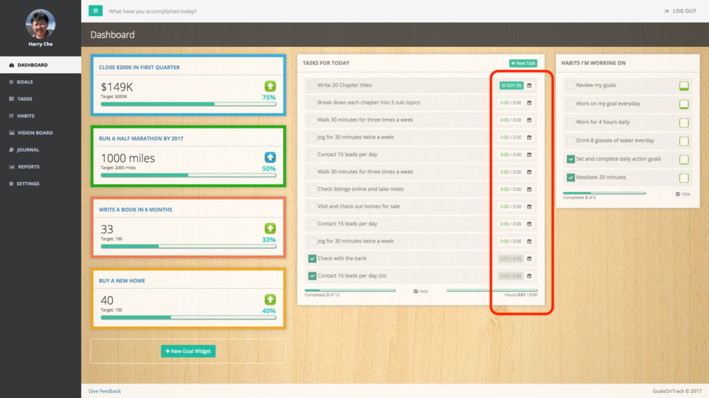 GoalsOnTrack automated goal setting membership