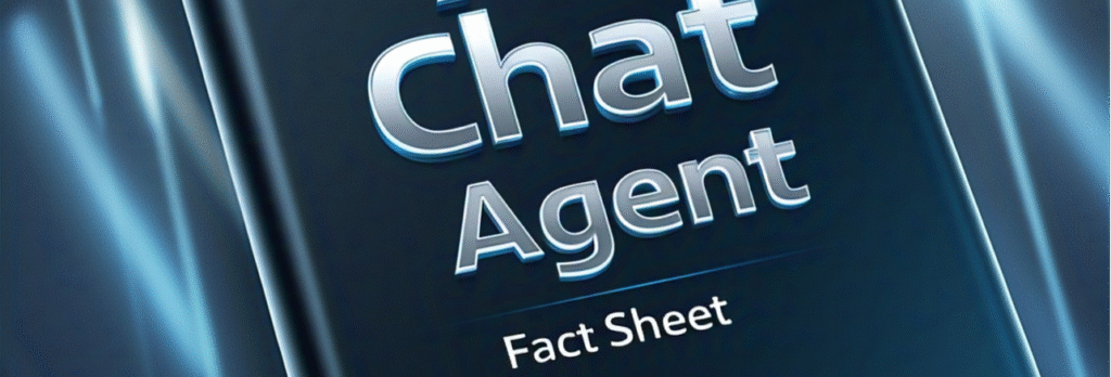 Cover of an AI Chat Agent fact sheet book with a futuristic design